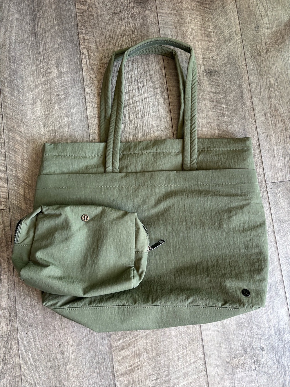 lululemon athletica Green Quilted Tote with Detachable Pouch